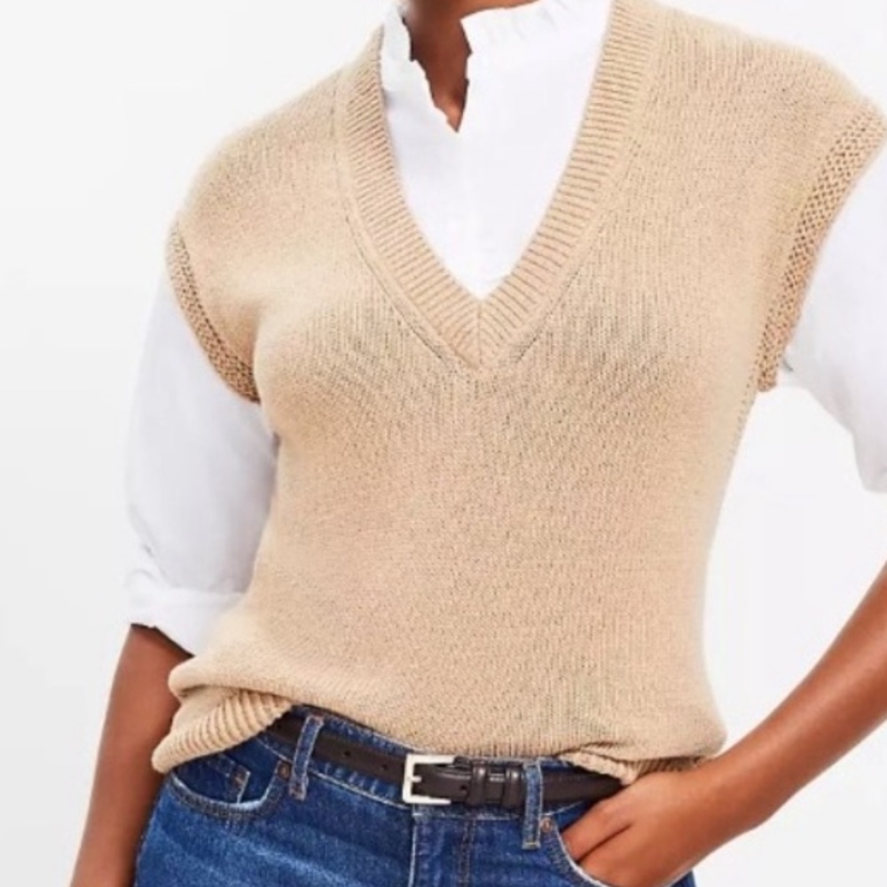 Ann Taylor Loft Ruffled Collar Tunic Sweater Vest